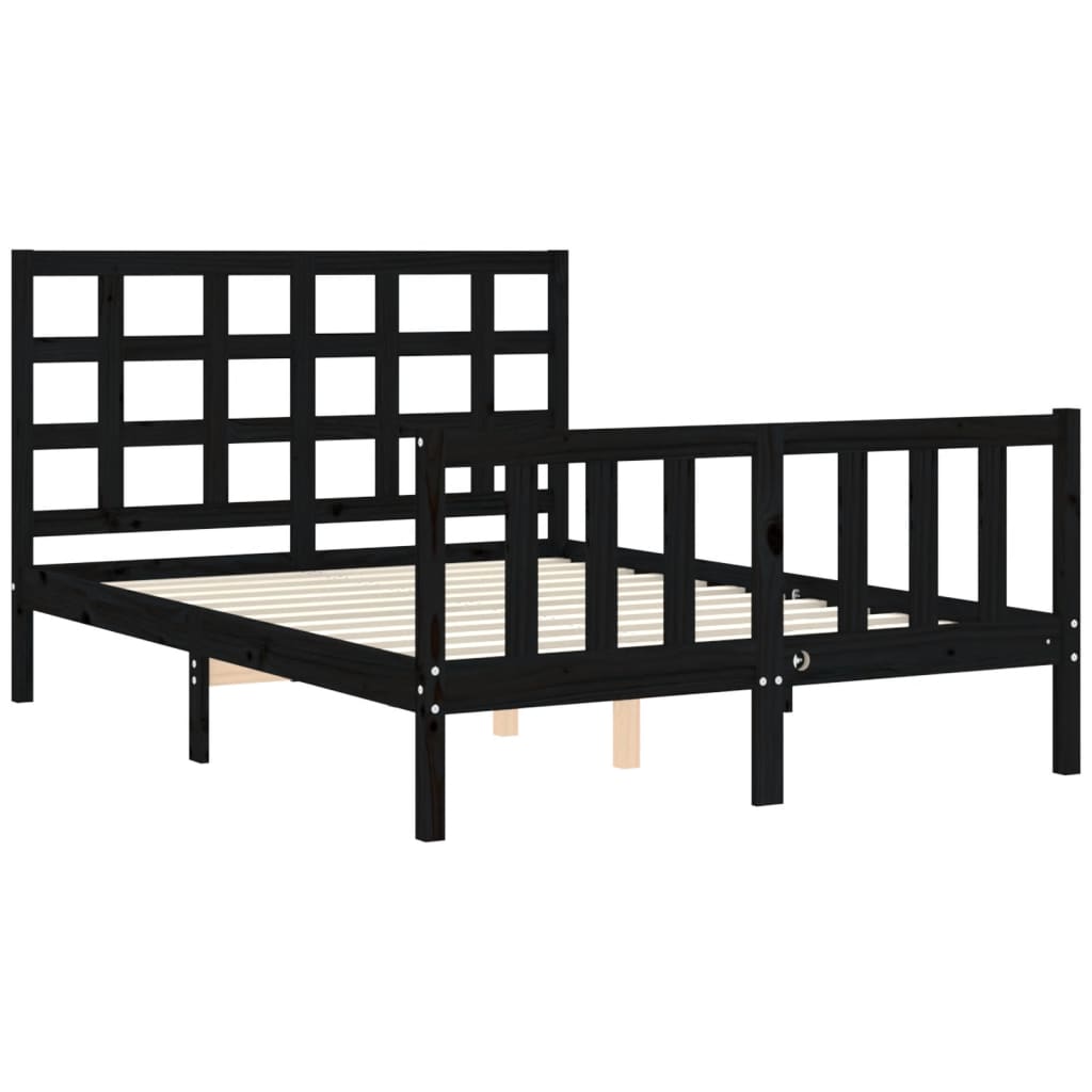 Cadre de lit sans matelas noir 120x200 cm bois de pin massif