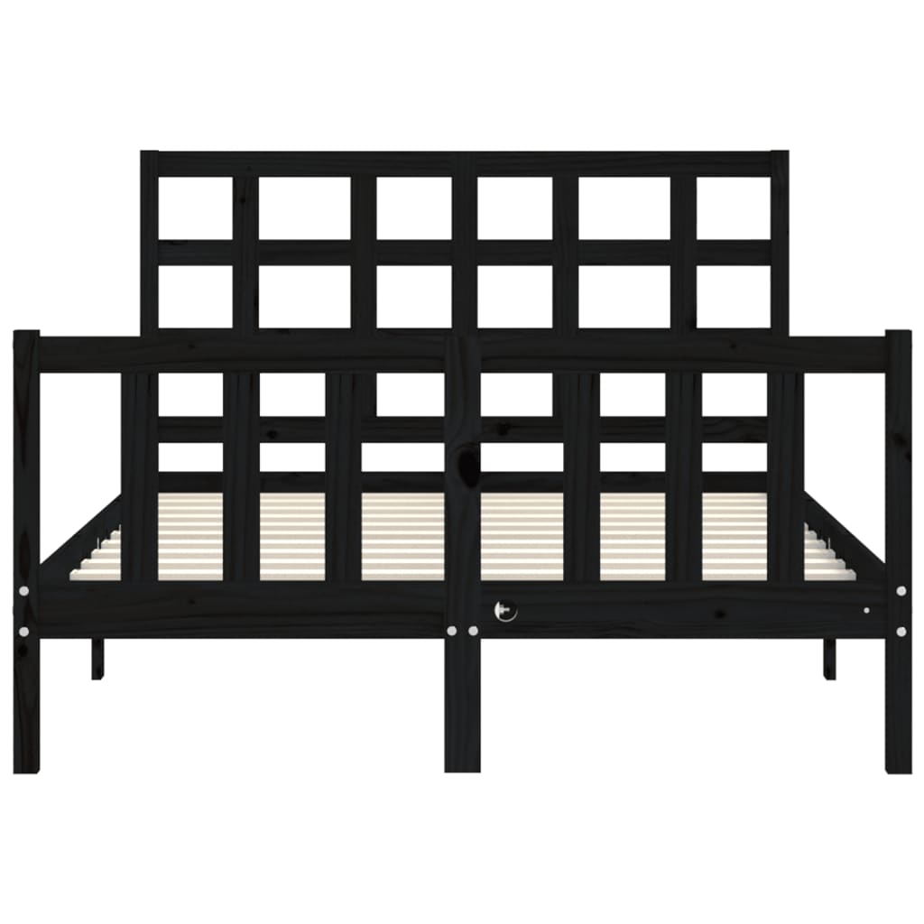 Cadre de lit sans matelas noir 120x200 cm bois de pin massif