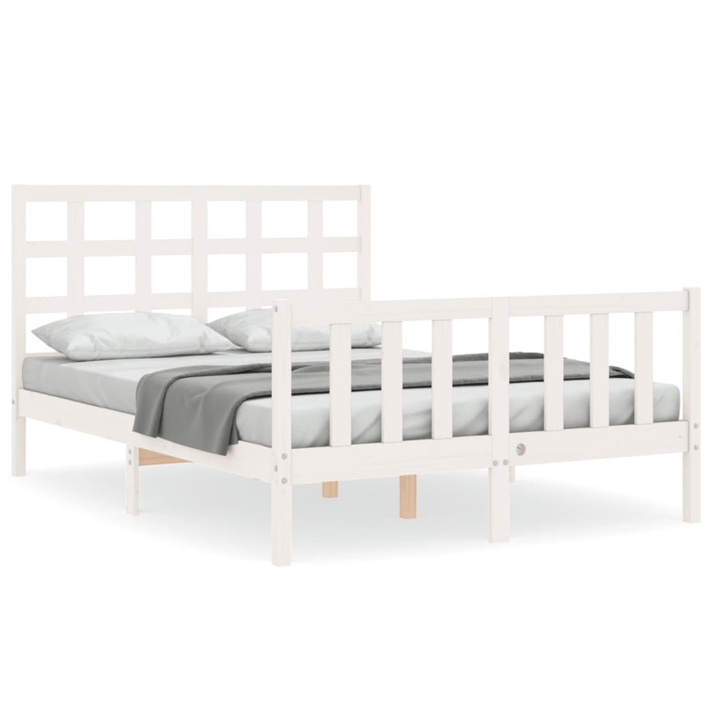 Cadre de lit sans matelas blanc 140x200 cm bois de pin massif