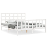 Cadre de lit sans matelas blanc bois de pin massif