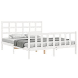 Cadre de lit sans matelas blanc bois de pin massif