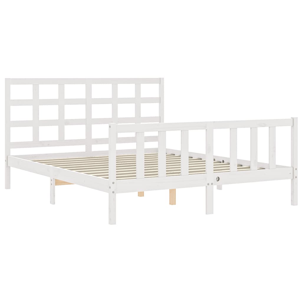 Cadre de lit sans matelas blanc bois de pin massif