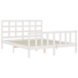 Cadre de lit sans matelas blanc bois de pin massif