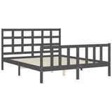 Cadre de lit sans matelas gris bois de pin massif