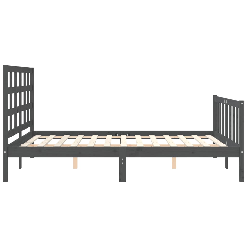 Cadre de lit sans matelas gris bois de pin massif