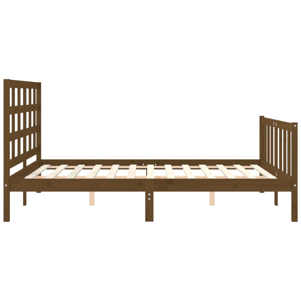 Cadre de lit sans matelas marron miel bois massif