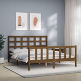 Cadre de lit sans matelas marron miel bois massif