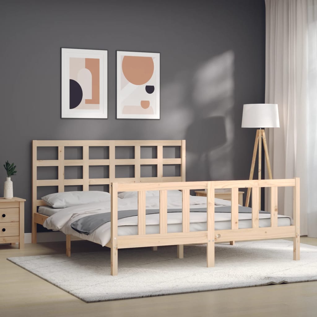 Cadre de lit sans matelas 160x200 cm bois massif de pin