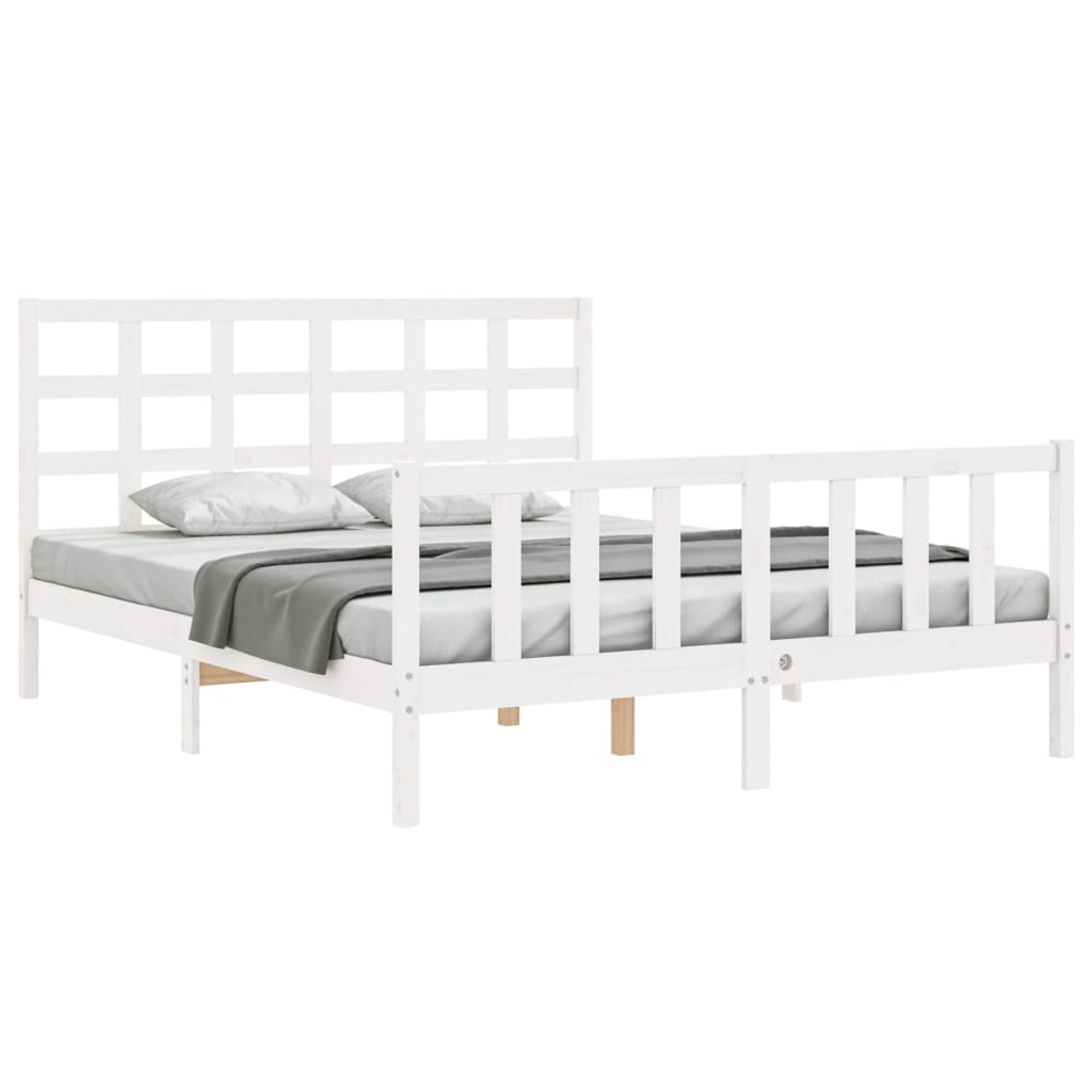 Cadre de lit sans matelas blanc 160x200 cm bois de pin massif