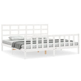 Bed frame without mattress white solid pine wood