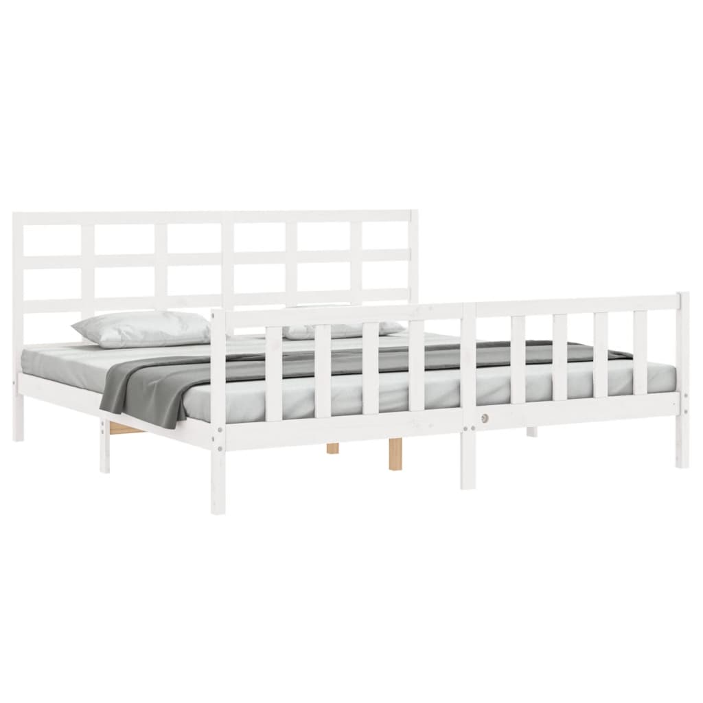 Bed frame without mattress white solid pine wood