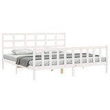 Bed frame without mattress white solid pine wood