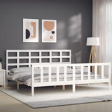 Bed frame without mattress white solid pine wood