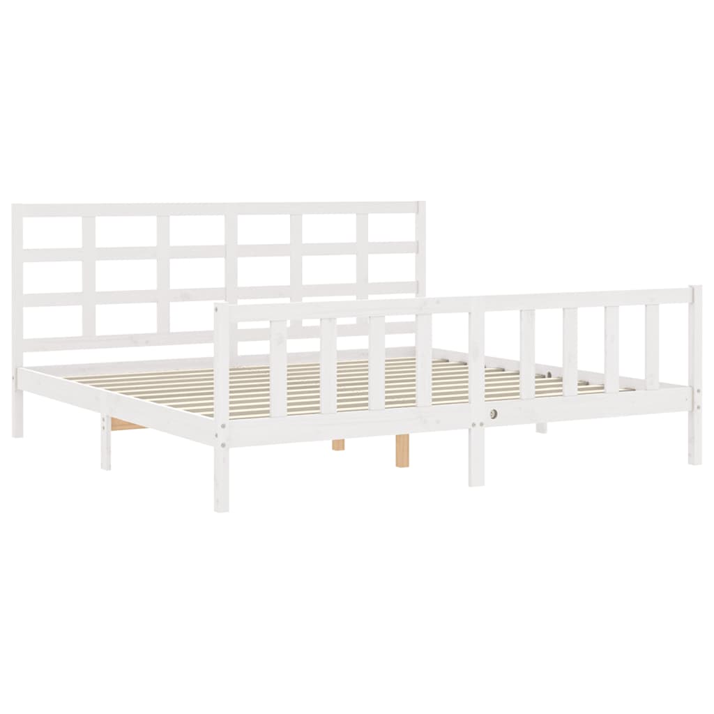 Bed frame without mattress white solid pine wood