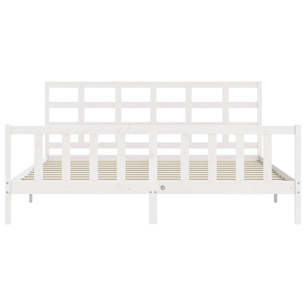 Bed frame without mattress white solid pine wood