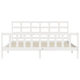 Bed frame without mattress white solid pine wood