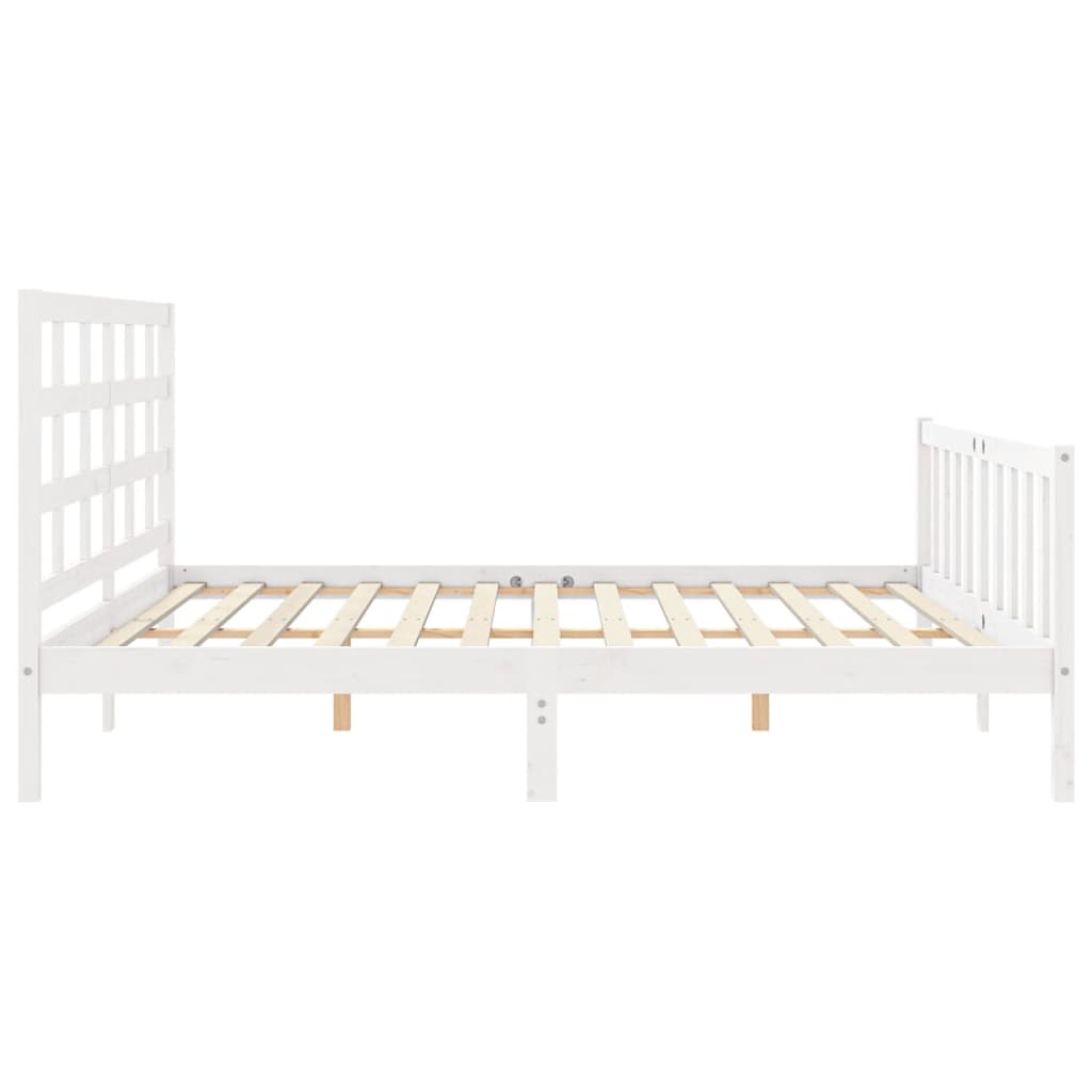 Bed frame without mattress white solid pine wood