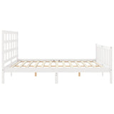 Bed frame without mattress white solid pine wood