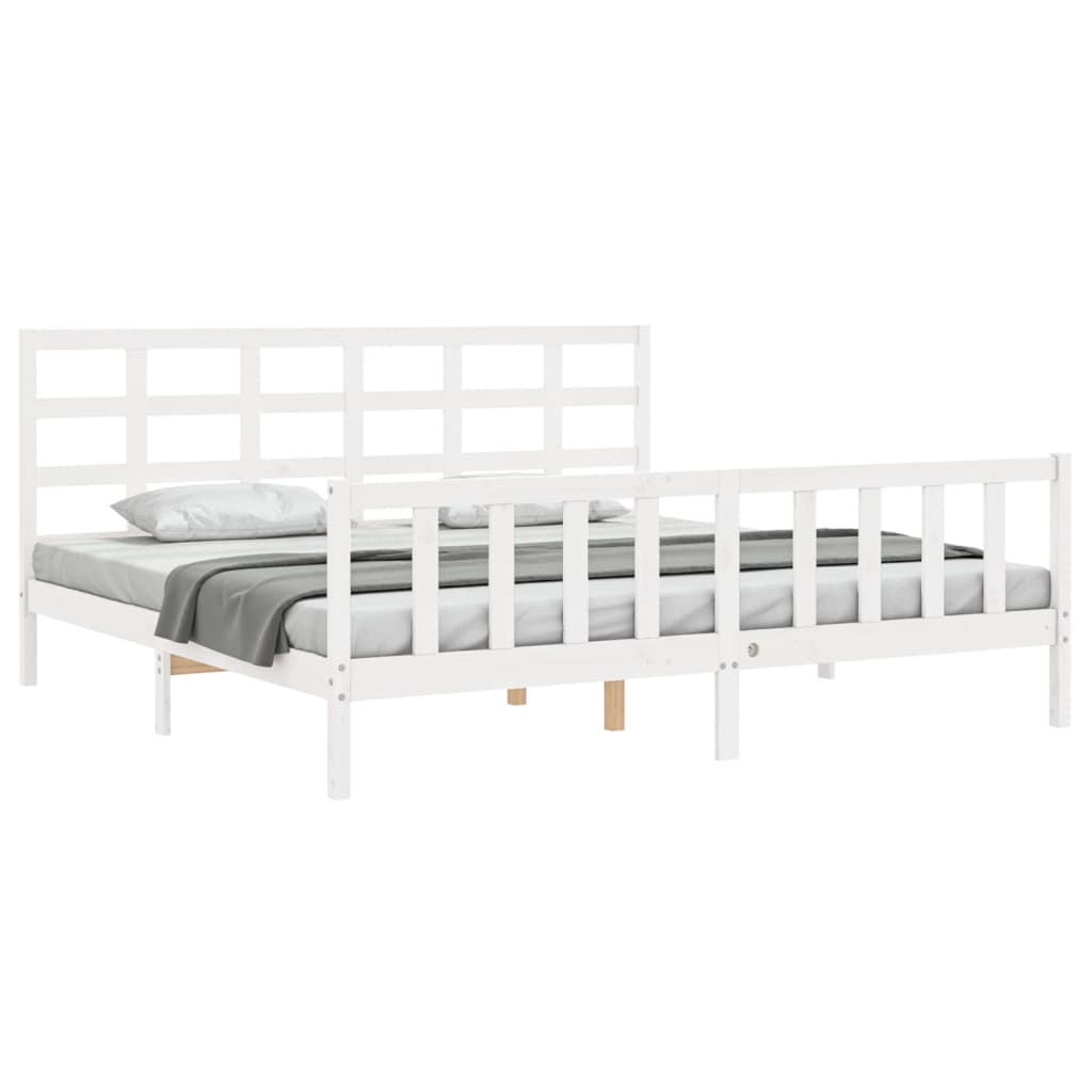 Cadre de lit sans matelas blanc 200x200 cm bois massif de pin