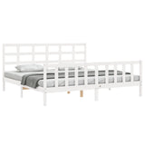 Cadre de lit sans matelas blanc 200x200 cm bois massif de pin