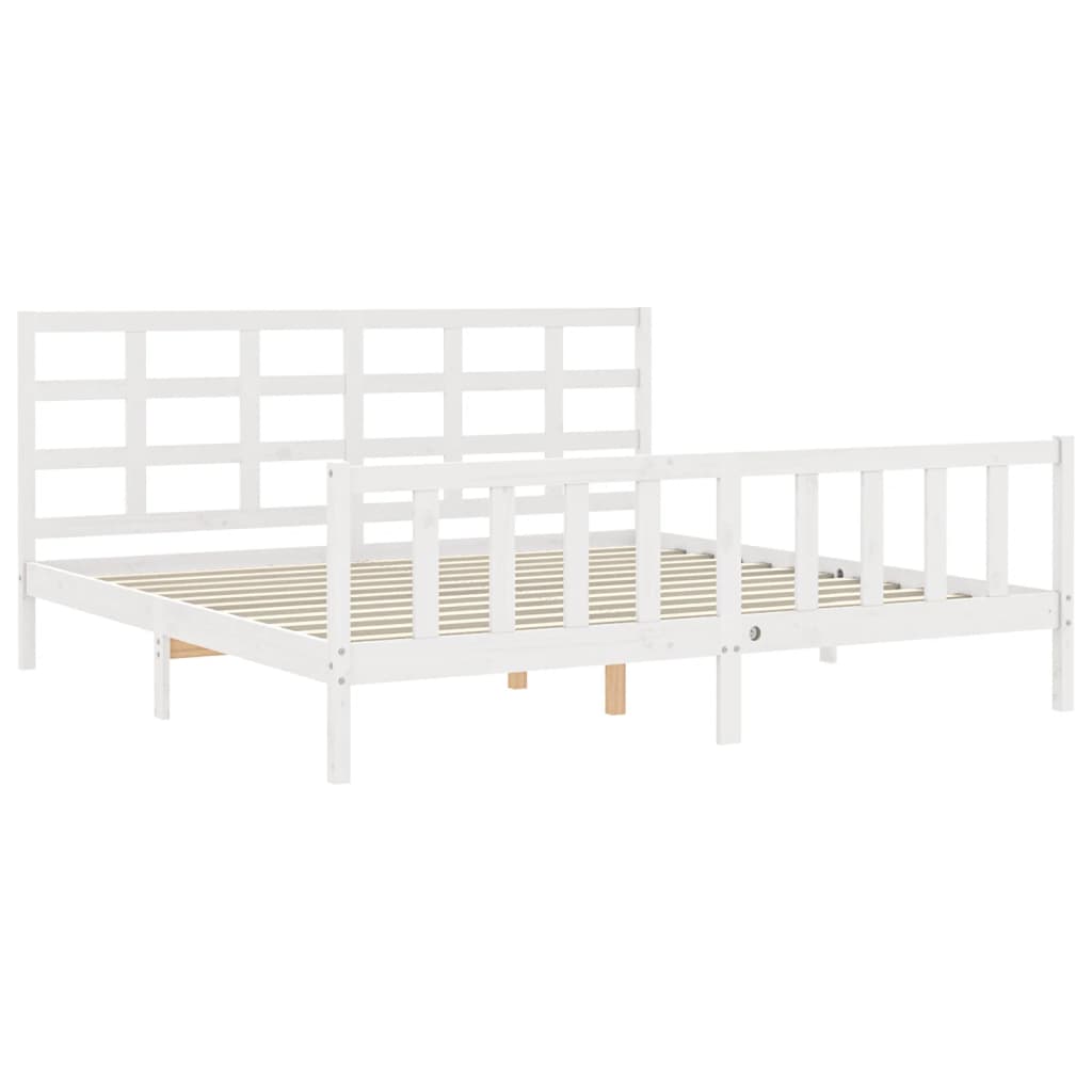 Cadre de lit sans matelas blanc 200x200 cm bois massif de pin