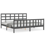 Cadre de lit sans matelas gris 200x200 cm bois massif de pin