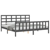 Cadre de lit sans matelas gris 200x200 cm bois massif de pin