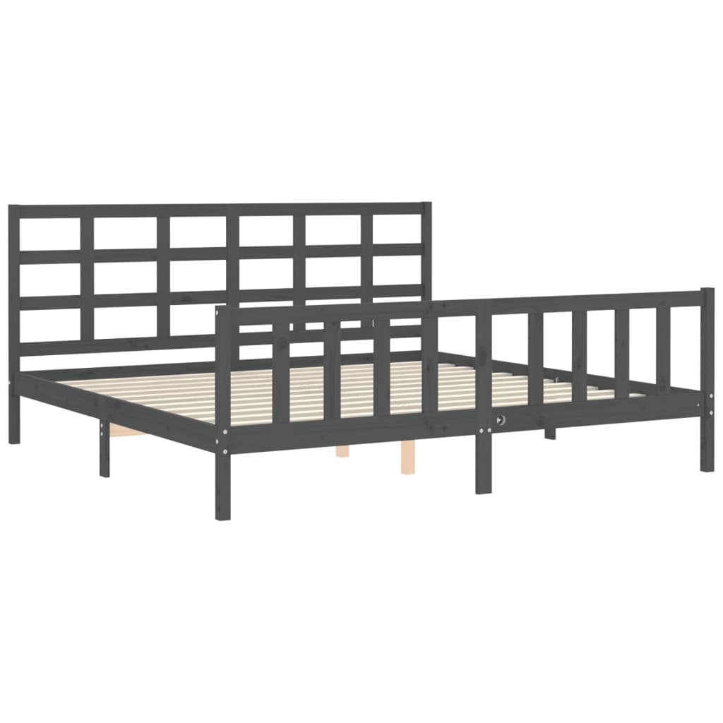 Cadre de lit sans matelas gris 200x200 cm bois massif de pin