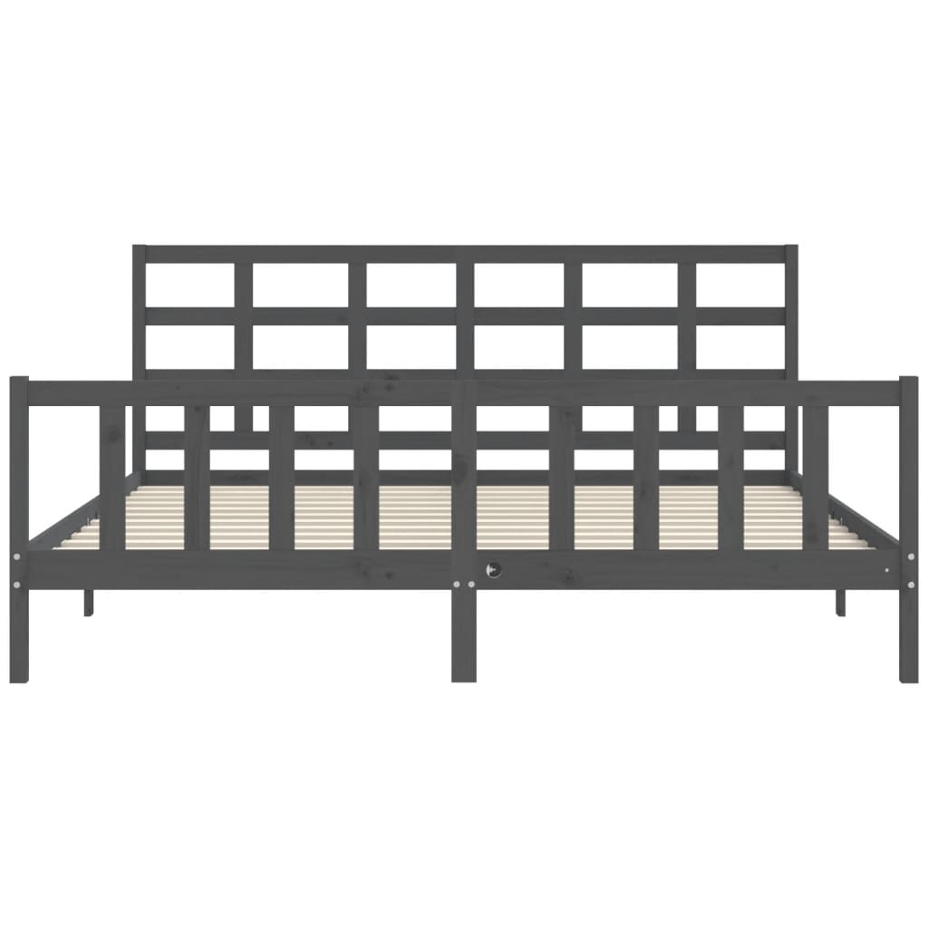 Cadre de lit sans matelas gris 200x200 cm bois massif de pin