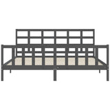 Cadre de lit sans matelas gris 200x200 cm bois massif de pin