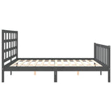 Cadre de lit sans matelas gris 200x200 cm bois massif de pin