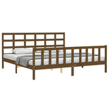 Cadre de lit sans matelas marron miel 200x200cm bois pin massif