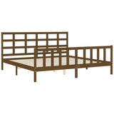 Cadre de lit sans matelas marron miel 200x200cm bois pin massif