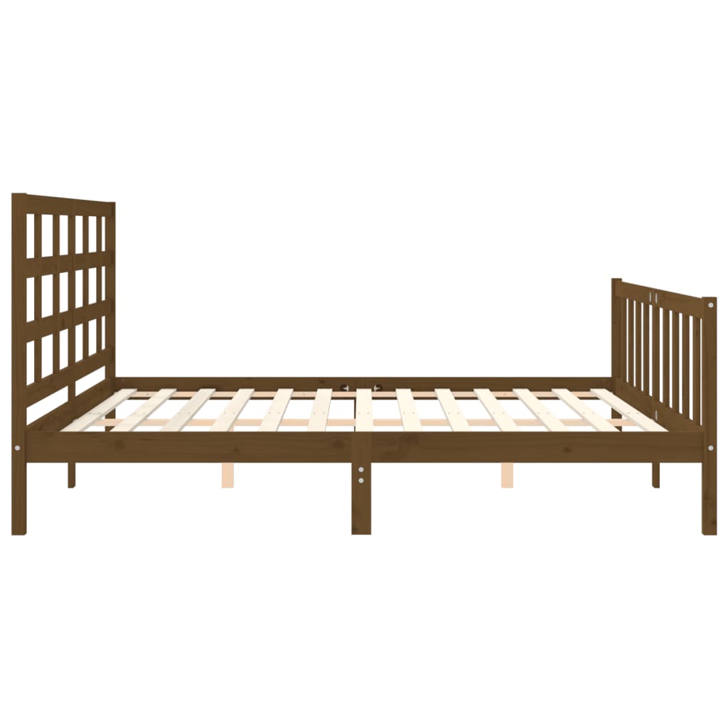 Cadre de lit sans matelas marron miel 200x200cm bois pin massif