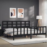 Cadre de lit sans matelas noir 200x200 cm bois massif de pin