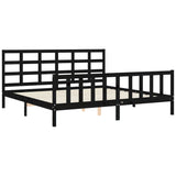 Cadre de lit sans matelas noir 200x200 cm bois massif de pin