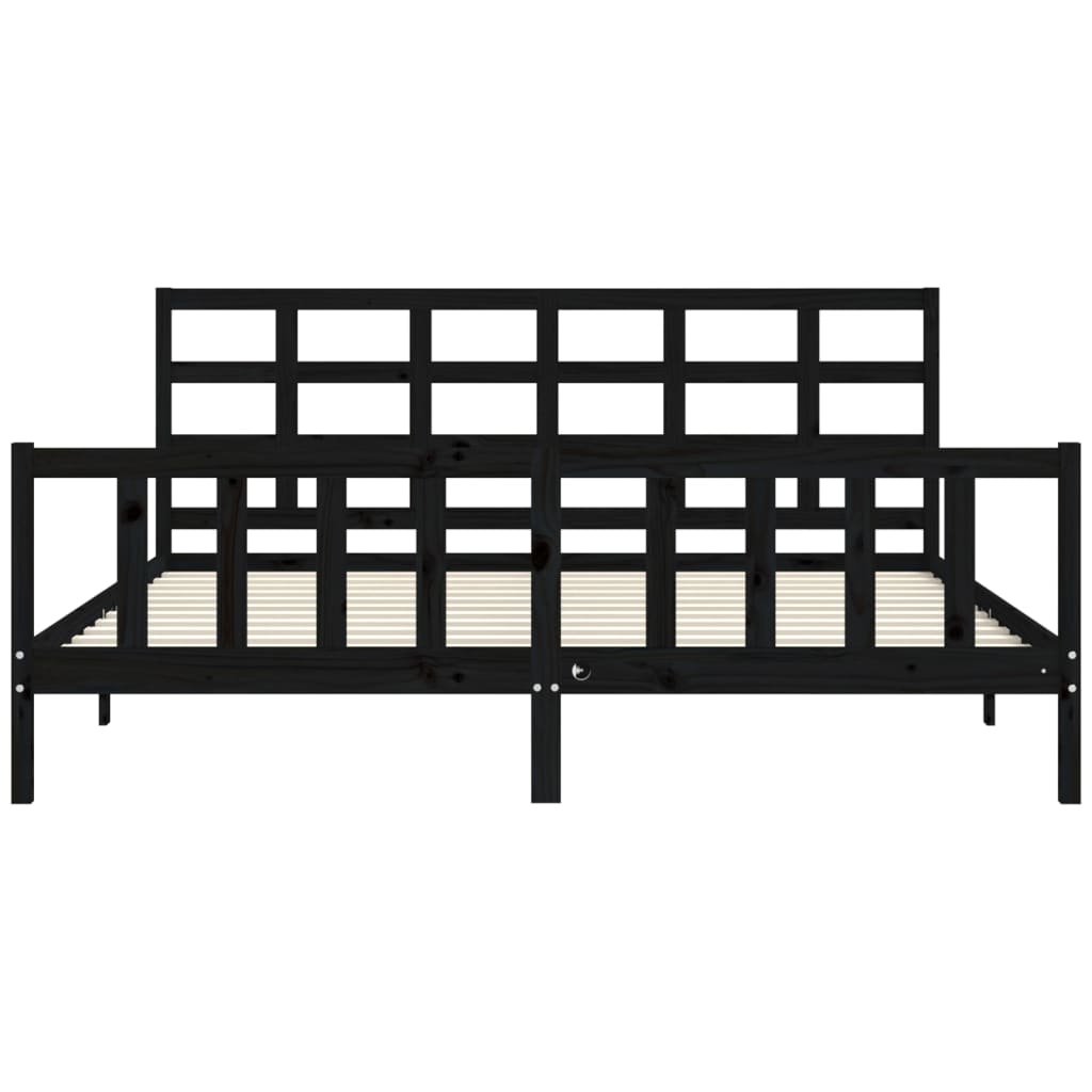 Cadre de lit sans matelas noir 200x200 cm bois massif de pin