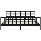 Cadre de lit sans matelas noir 200x200 cm bois massif de pin