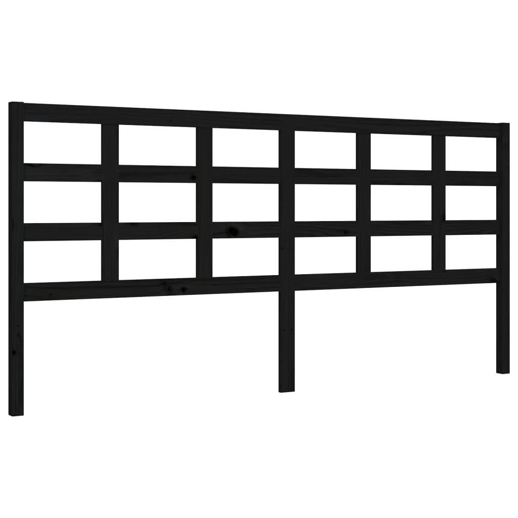 Cadre de lit sans matelas noir 200x200 cm bois massif de pin