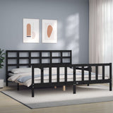 Cadre de lit sans matelas noir 200x200 cm bois massif de pin