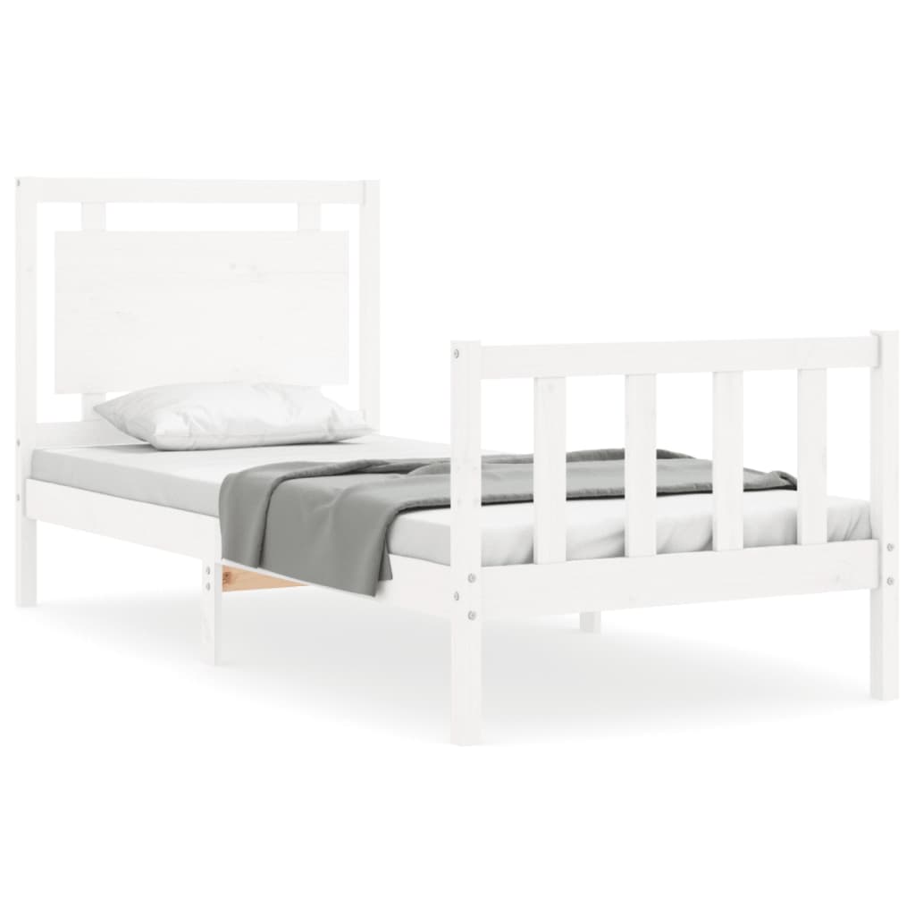 Cadre de lit sans matelas blanc bois de pin massif