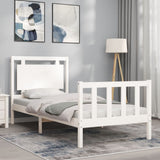 Cadre de lit sans matelas blanc bois de pin massif