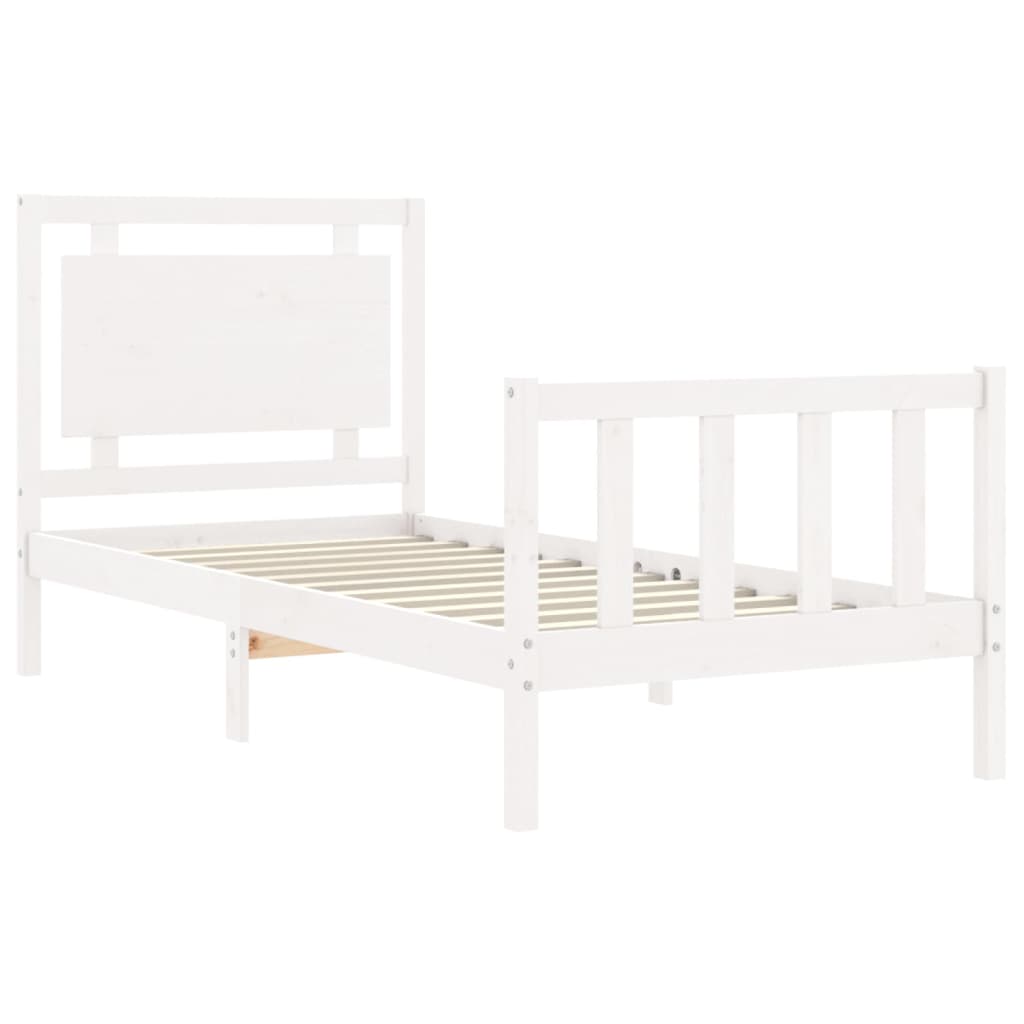 Cadre de lit sans matelas blanc bois de pin massif