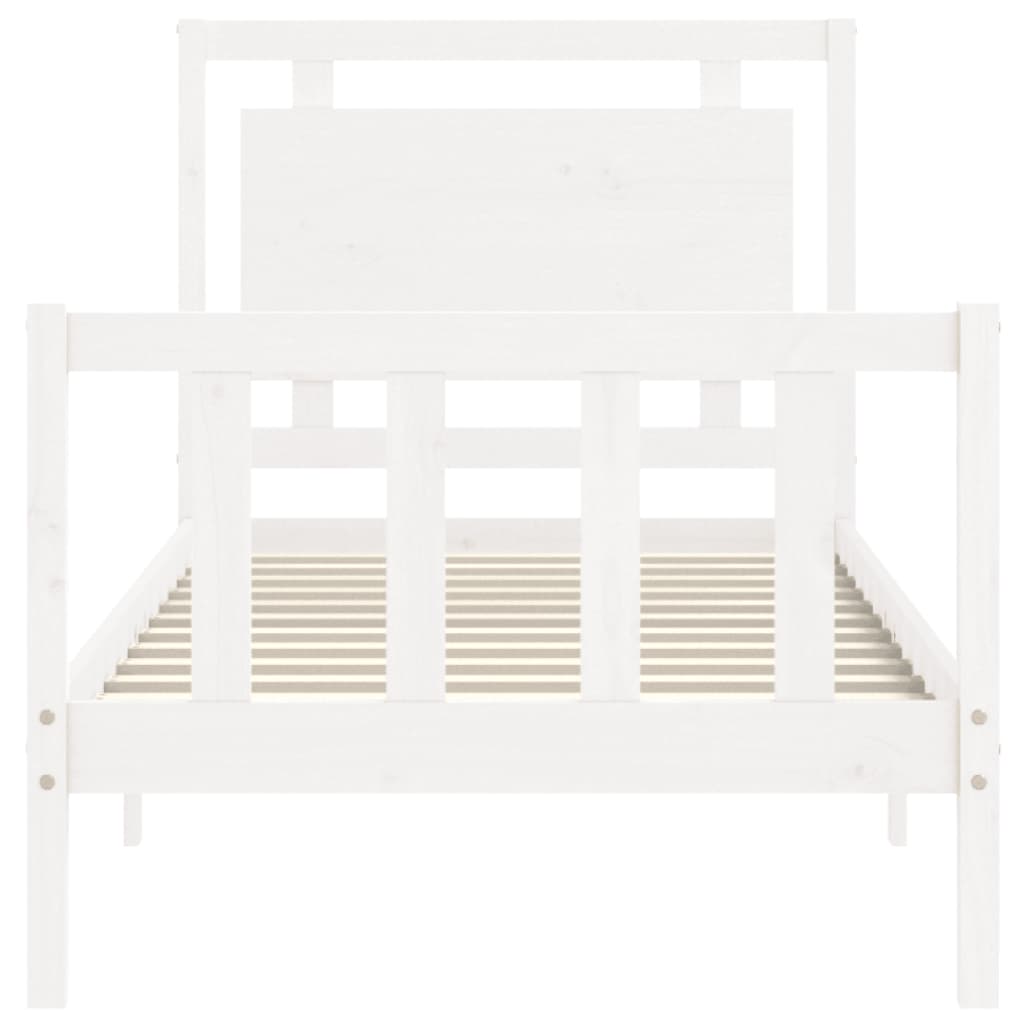 Cadre de lit sans matelas blanc bois de pin massif