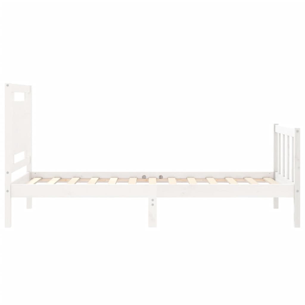 Cadre de lit sans matelas blanc bois de pin massif