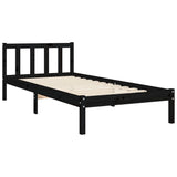 Cadre de lit sans matelas noir 90x190 cm bois de pin massif