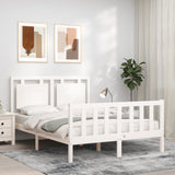 Cadre de lit sans matelas blanc bois de pin massif