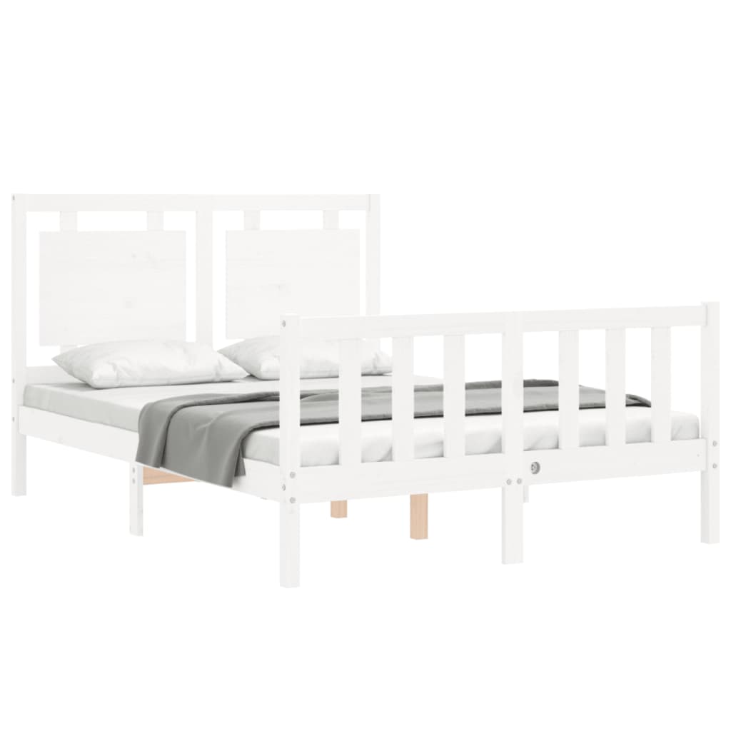 Cadre de lit sans matelas blanc 140x190 cm bois de pin massif