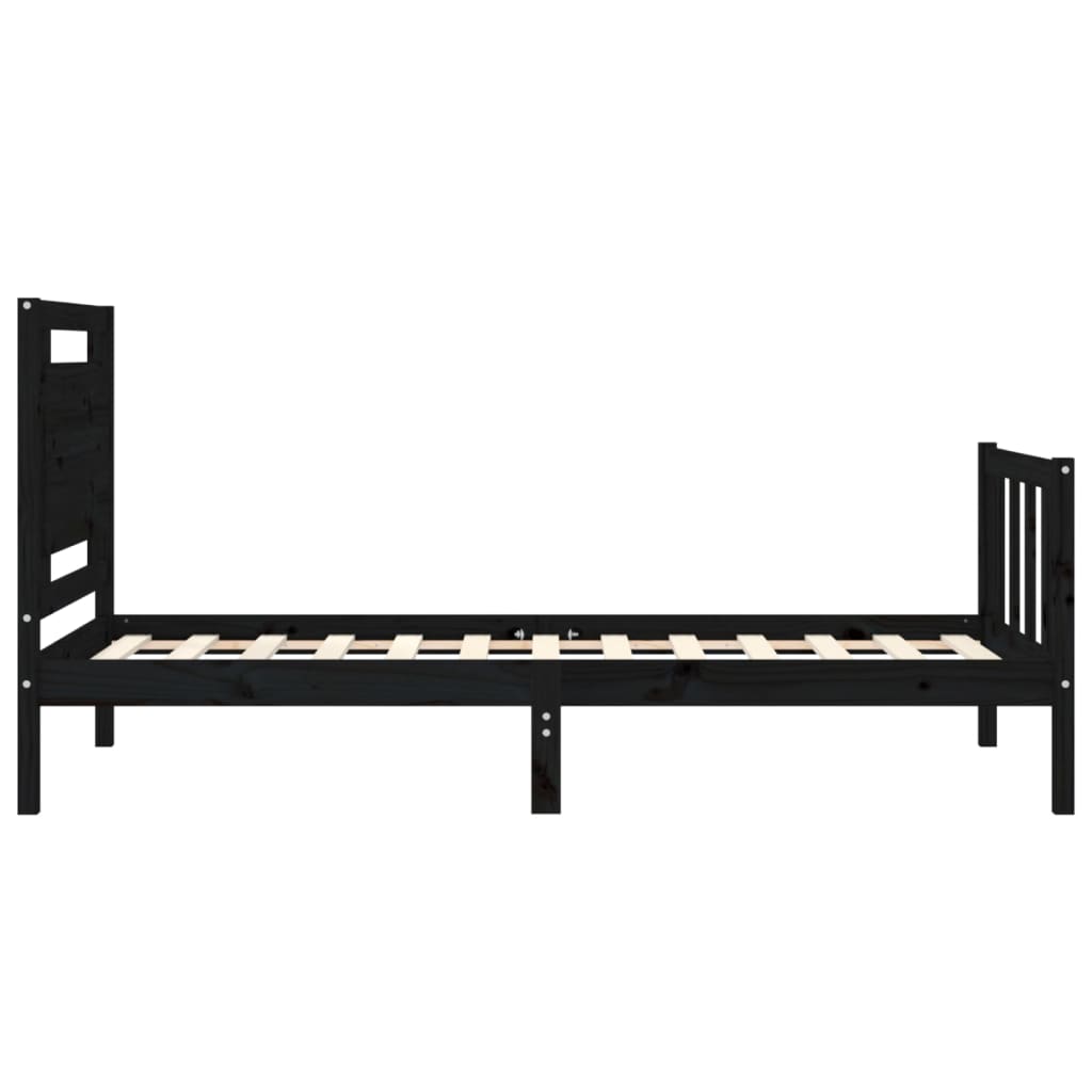 Cadre de lit sans matelas noir 90x200 cm bois de pin massif