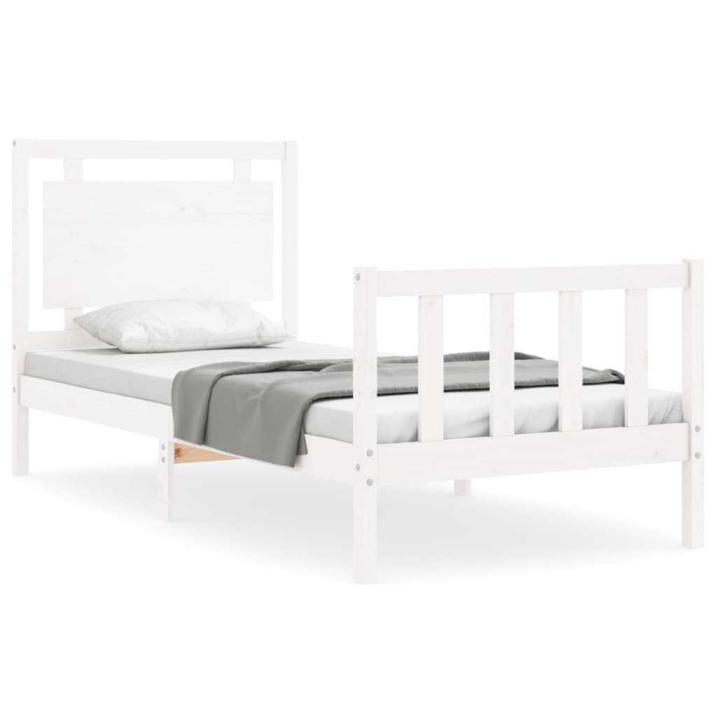 Cadre de lit sans matelas blanc 100x200 cm bois de pin massif